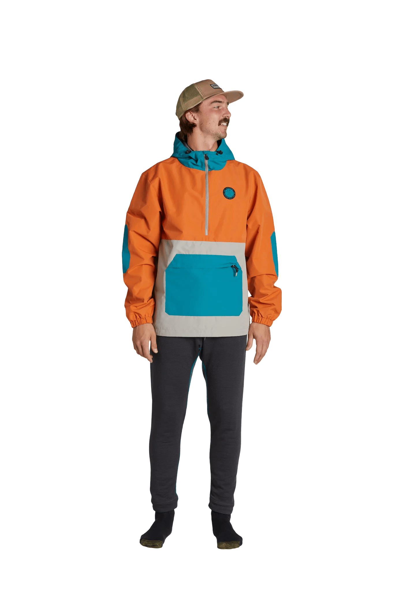 AIRBLASTER Breakwinder Packable Pullover Hot Coral/Spruce Lines Snow Boutique