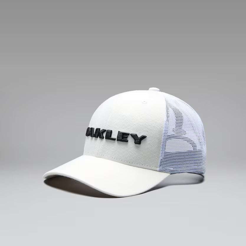 OAKLEY Trucker Bark Logo Hat White Lines Snow Boutique