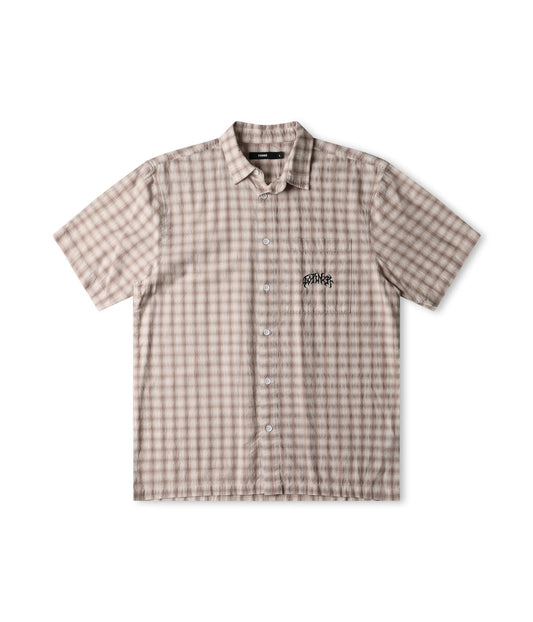 FORMER Manners Check SS Shirt Taupe Lines Snow Boutique