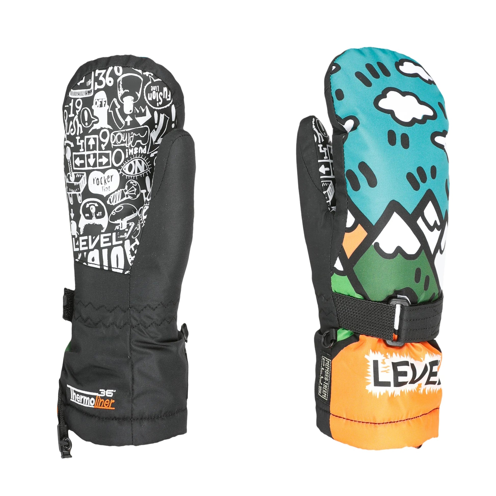 LEVEL Junior Mitt Orange Lines Snow Boutique