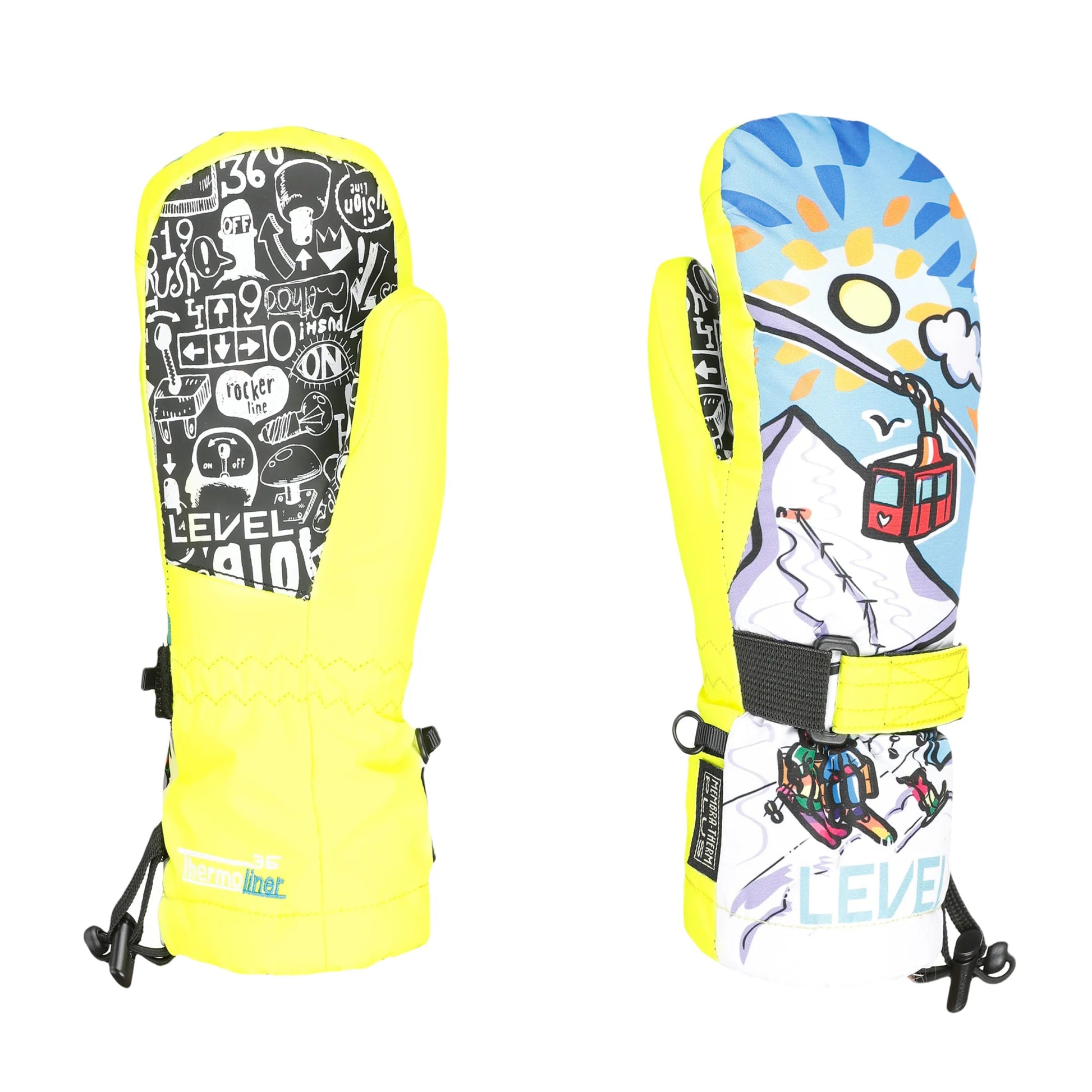 LEVEL Junior Mitt Yellow Lines Snow Boutique