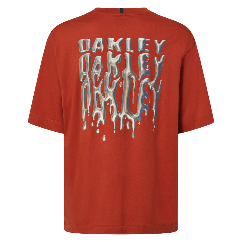 OAKLEY Stacked Metal Tee Flame Red Lines Snow Boutique