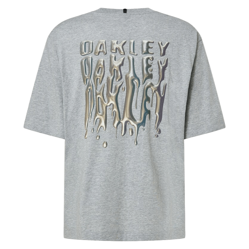 OAKLEY Stacked Metal Tee New Granite Heather Lines Snow Boutique