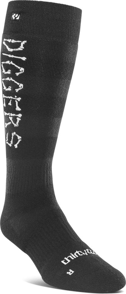 THIRTYTWO Diggers Merino Sock Black/White Lines Snow Boutique