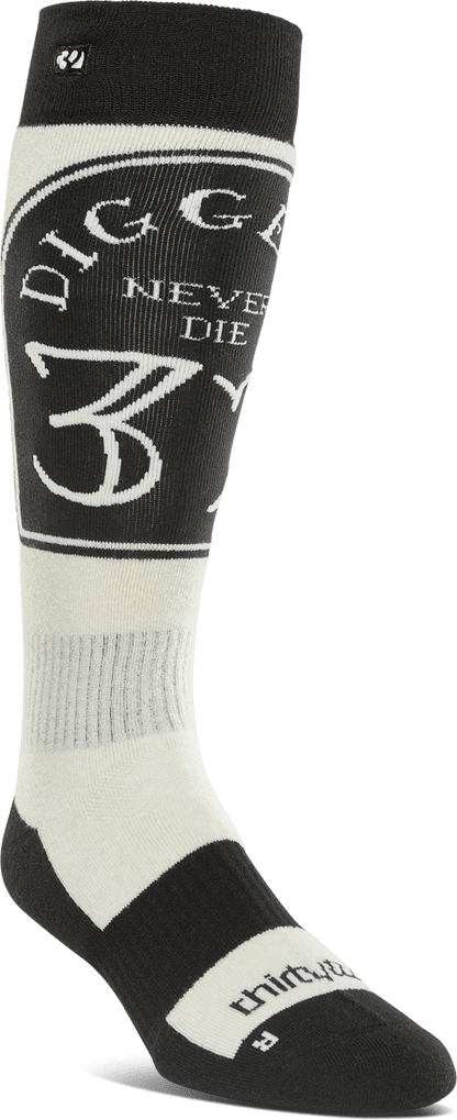 THIRTYTWO Diggers Merino Sock White/Black Lines Snow Boutique