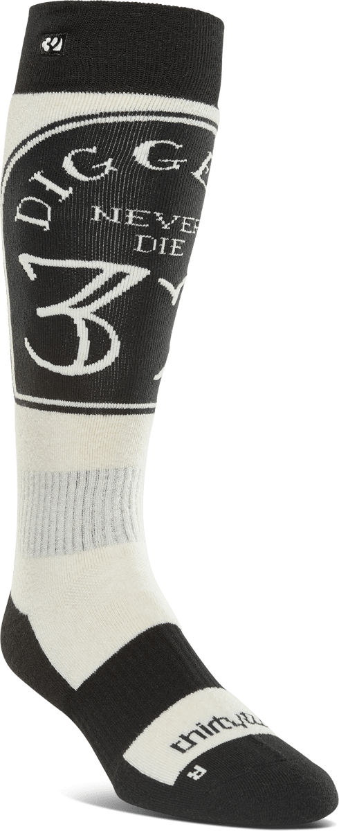 THIRTYTWO Diggers Merino Sock White/Black Lines Snow Boutique